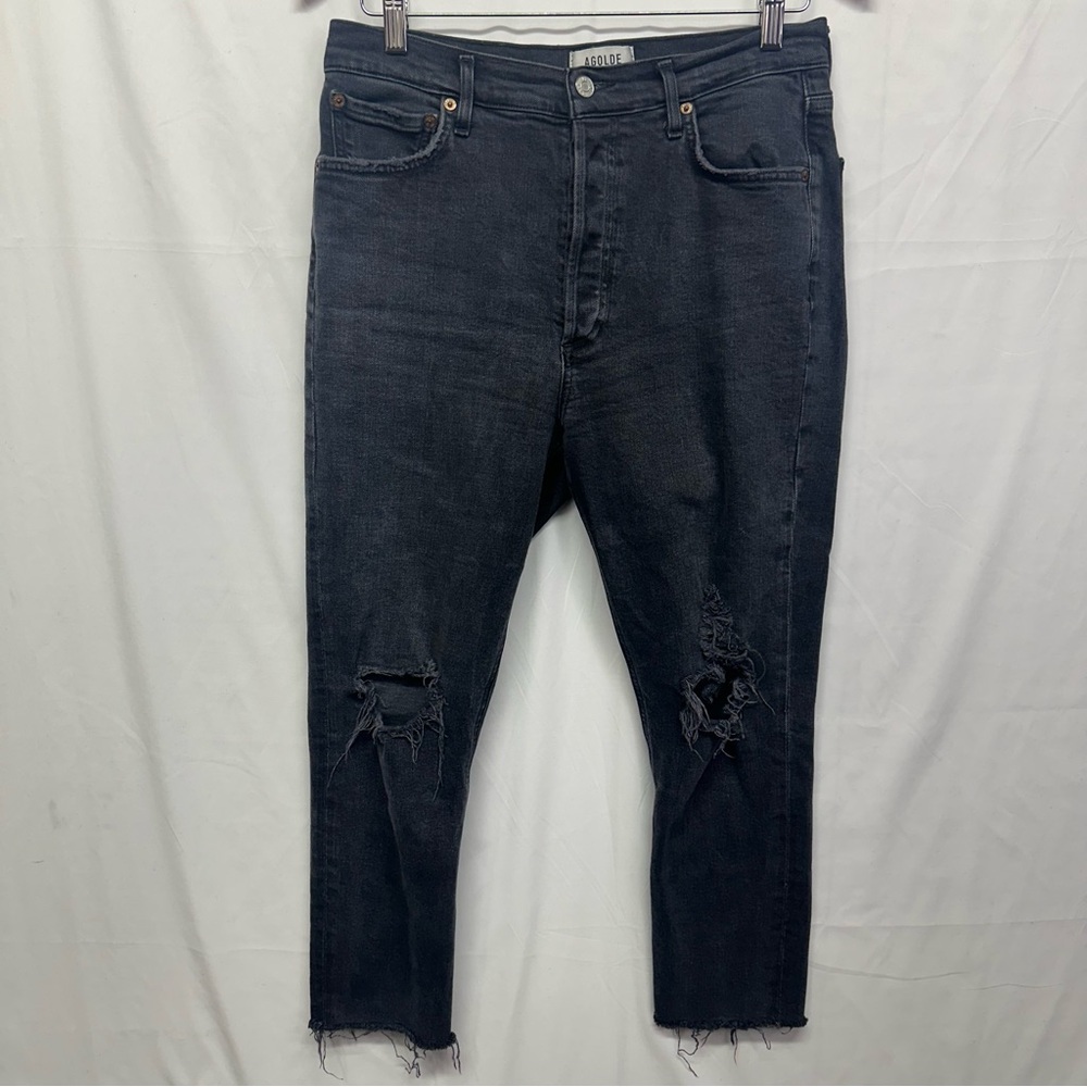 AGOLDE Nico High Rise Skinny Jeans Dark Wash Distressed Size 29 - Picture 2 of 12